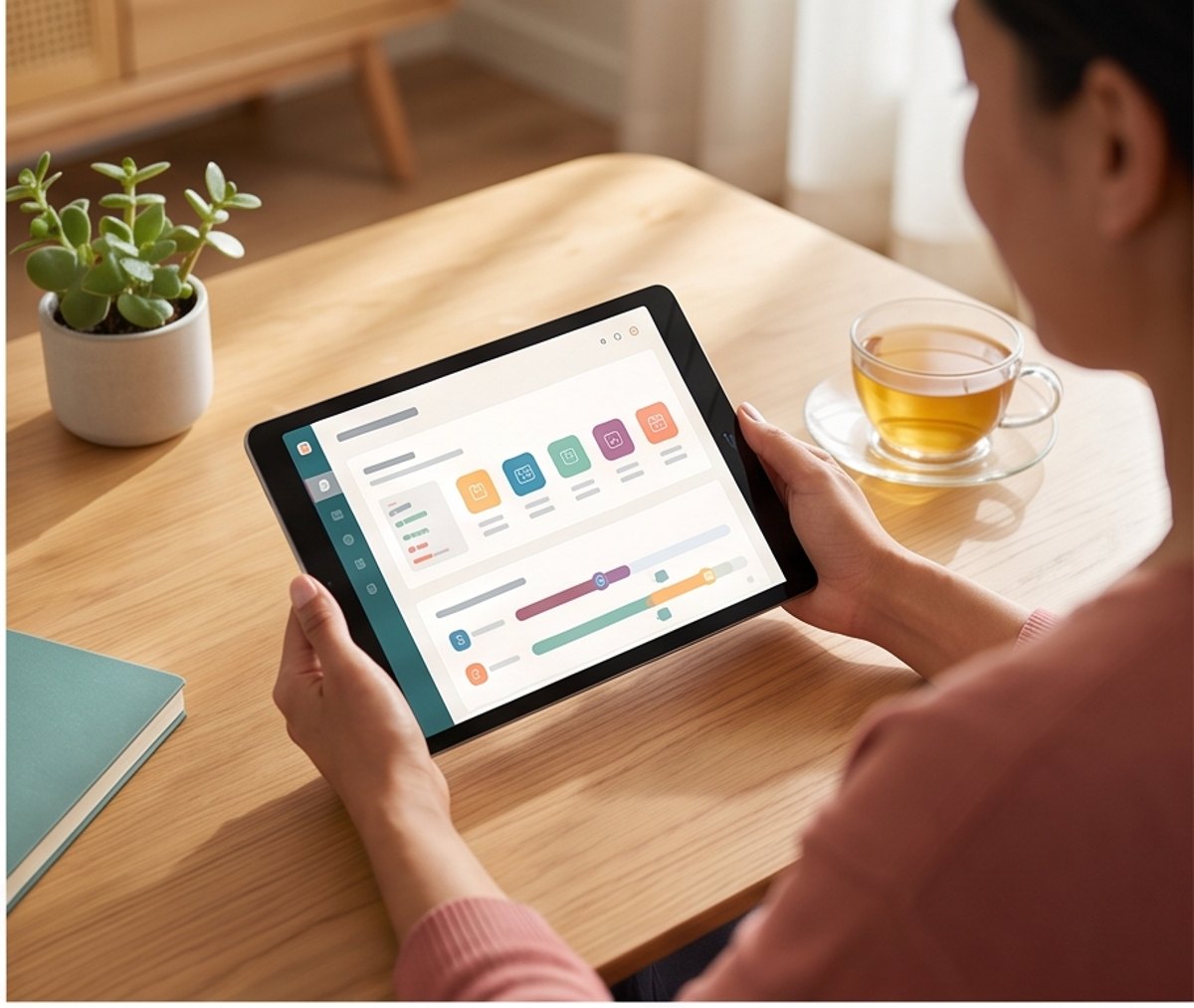 A parent reviewing a child's longitudinal health record